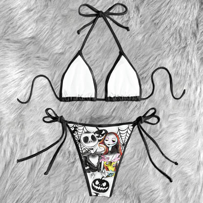Art Movie Theme Micro Triangle Bikini Swimsuit - Wonder Skull