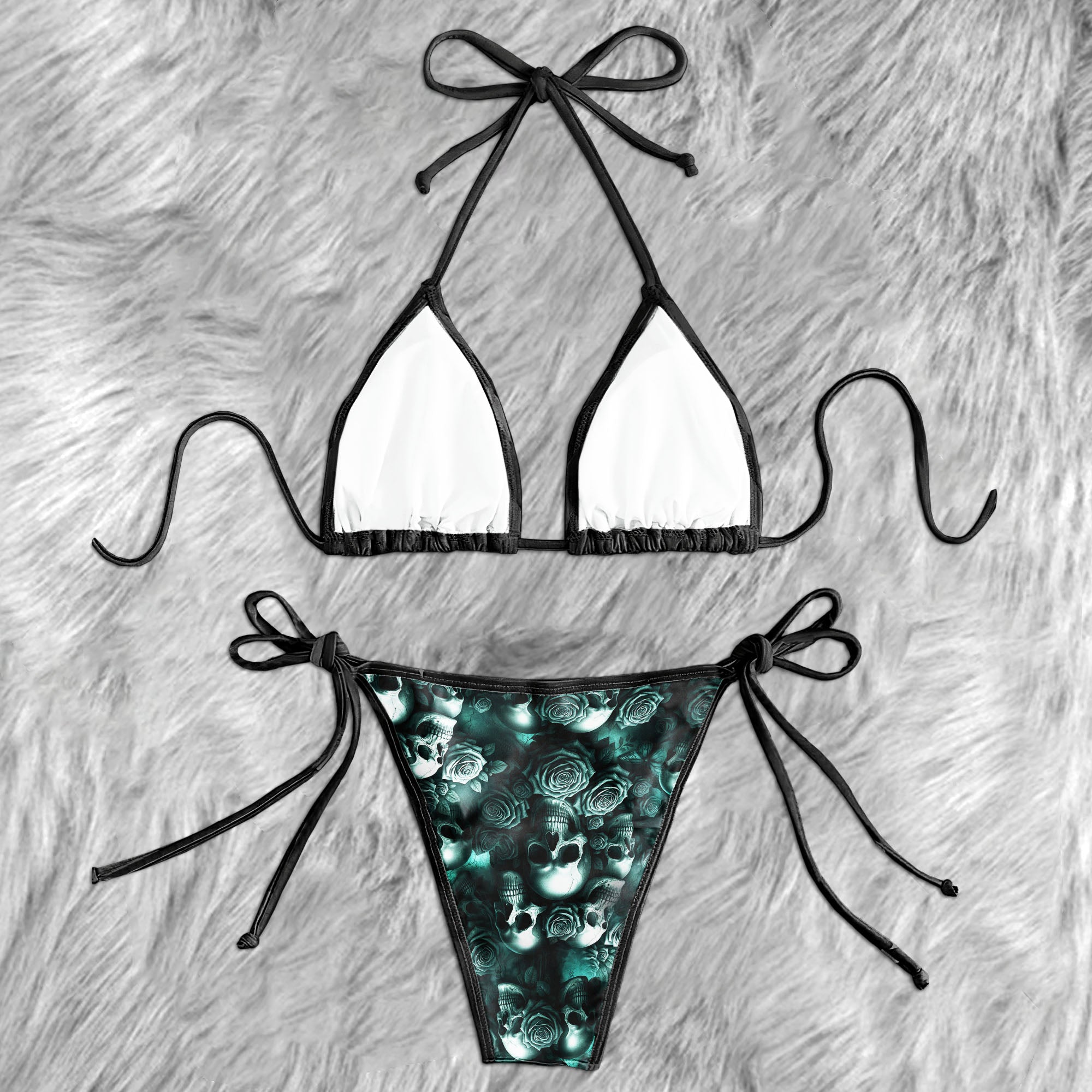 Poisoned Bloom Skulls Micro Triangle Bikini Swimsuit