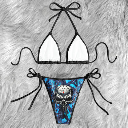 Blue Hunting Skull Micro Triangle Bikini Swimsuit