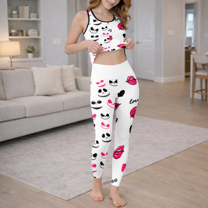 Spooky Love Pink Pattern Tanktop and Legging