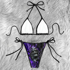 Purple Skull Broken Micro Triangle Bikini Swimsuit - Wonder Skull