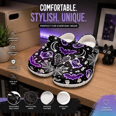 Wonder Skull Lightweight Clog Sandals are designed for all-day comfort. Featuring breathable ventilation holes, a cushioned footbed, and a pivoting heel strap, these versatile unisex clogs are perfect for use at home, outdoors, or at work — whatever your profession may be.