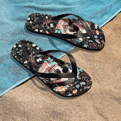 Image of a pair of beach flip flops with a sleek design, featuring a comfortable yoga mat footbed, non-slip sole, and water-friendly materials. Perfect for summer outings, beach walks, and casual occasions.