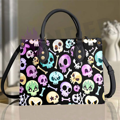 Wonder Skull structured tote bag solves the "I can't find anything in my bag" problem. The roomy interior fits your tablet, phone, wallet, water bottle, umbrella, and cosmetics — without the overstuffed look. Multiple interior pockets keep everything organized, so you're never digging around at checkout. Reinforced rivet corners and quality metal hardware ensure the bag holds up to daily use. Whether you're heading to work, running errands, or catching a flight, this tote keeps you looking put-together.