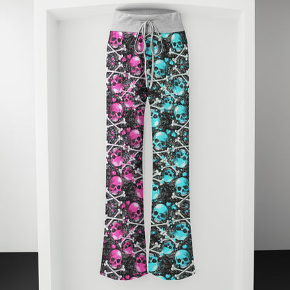 Neon Grunge Skull Love Women's High-waisted Wide Leg Pants