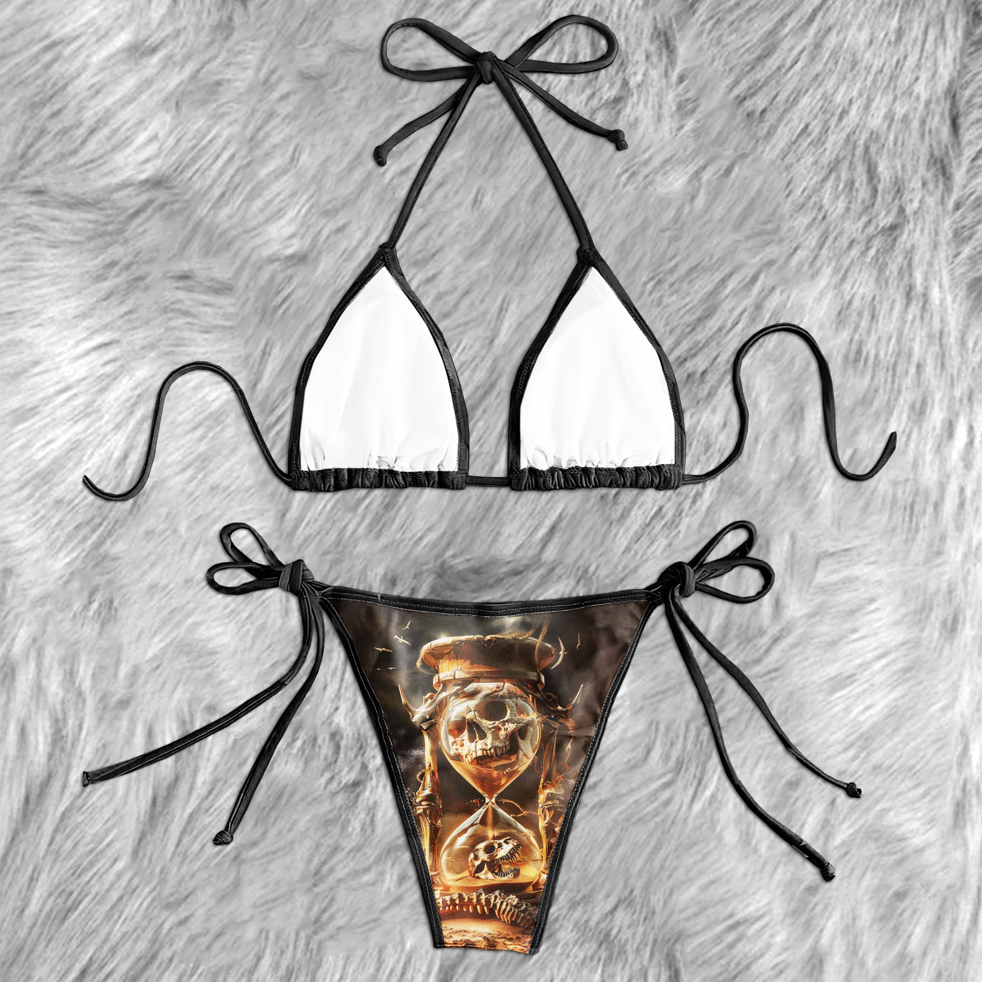 Dinosaur Skull Hourglass Micro Triangle Bikini Swimsuit - Wonder Skull