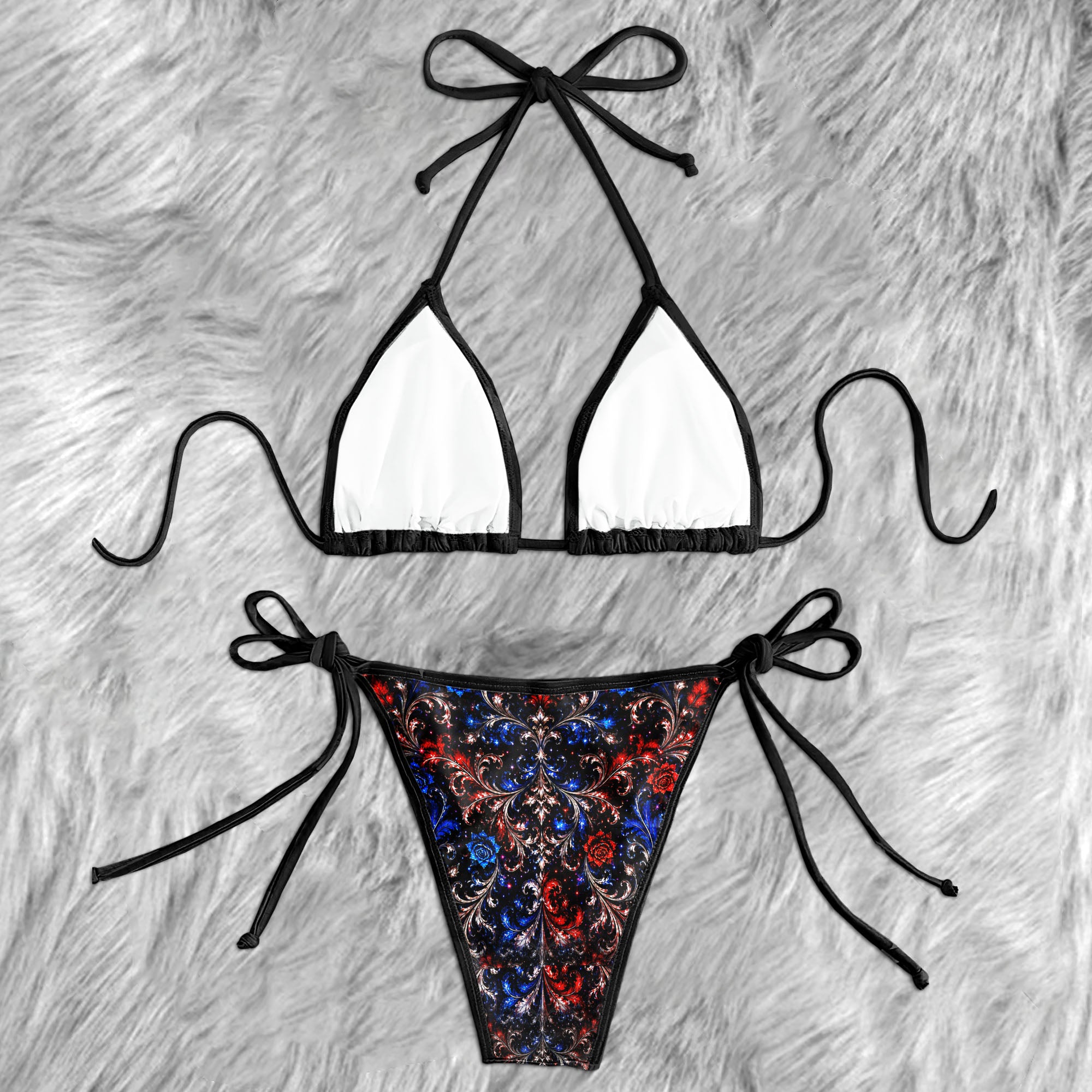 Patriotic Skull Art Micro Triangle Bikini Swimsuit