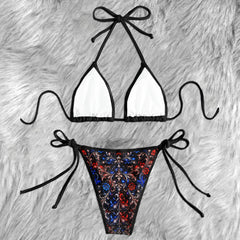 Patriotic Skull Art Micro Triangle Bikini Swimsuit