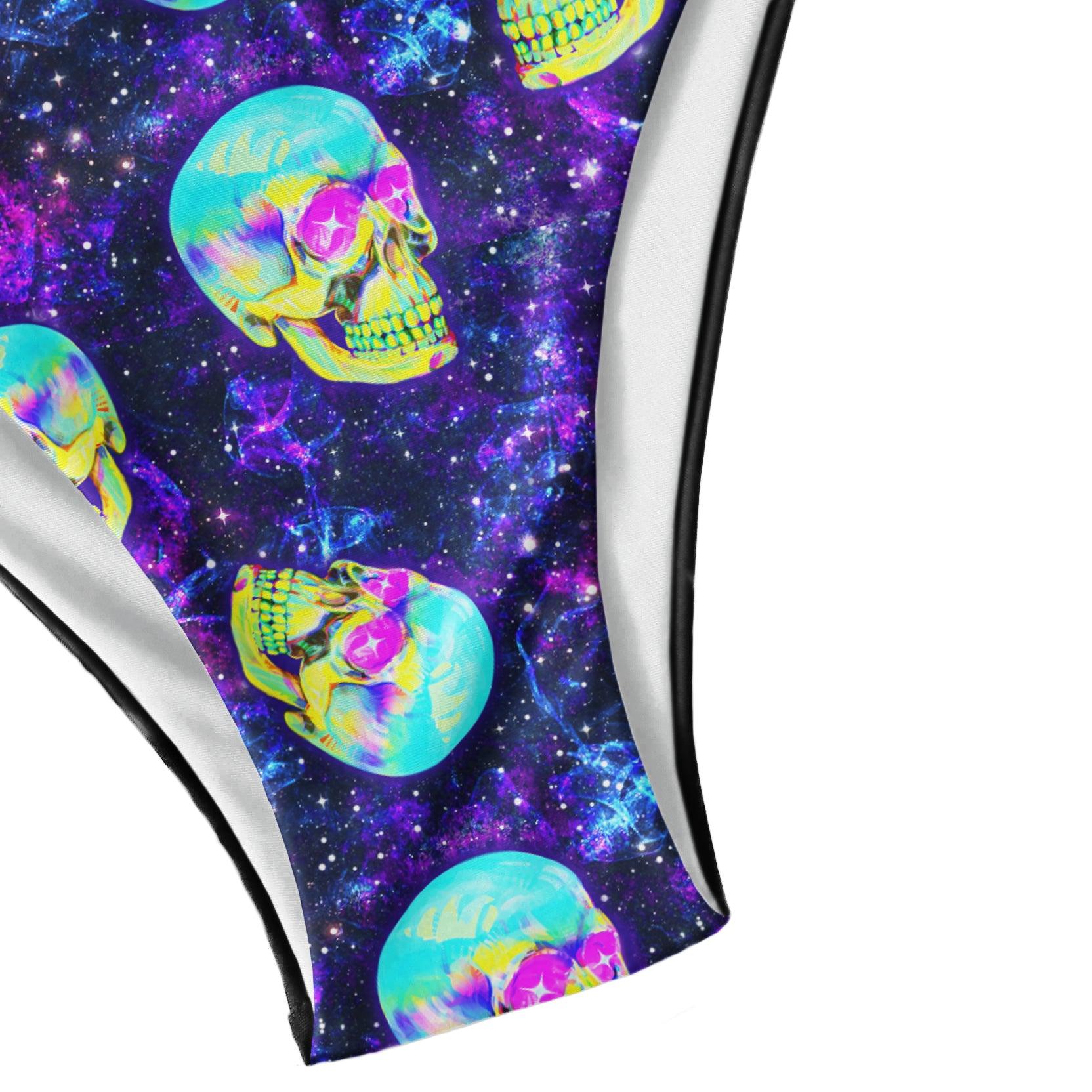 Galaxy Emo Skull Pattern Micro Triangle Bikini Swimsuit - Wonder Skull
