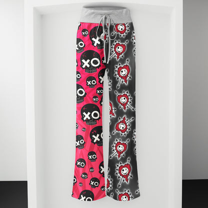 Punk Heart Skull Attack Women's High-waisted Wide Leg Pants