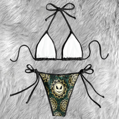 Golden Skull Grin Bloom Micro Triangle Bikini Swimsuit