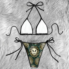 Golden Skull Grin Bloom Micro Triangle Bikini Swimsuit
