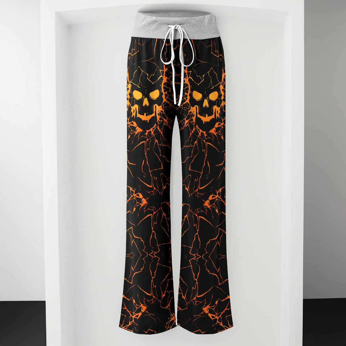Dark Ember Skull Women's High-waisted Wide Leg Pants