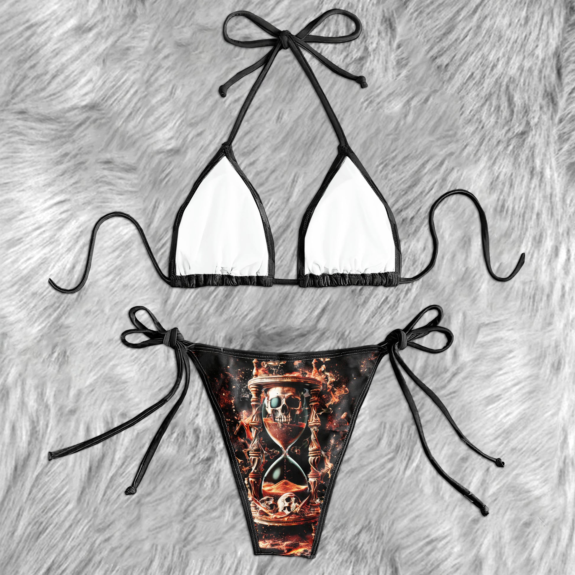 Skull Hourglass Art Micro Triangle Bikini Swimsuit - Wonder Skull