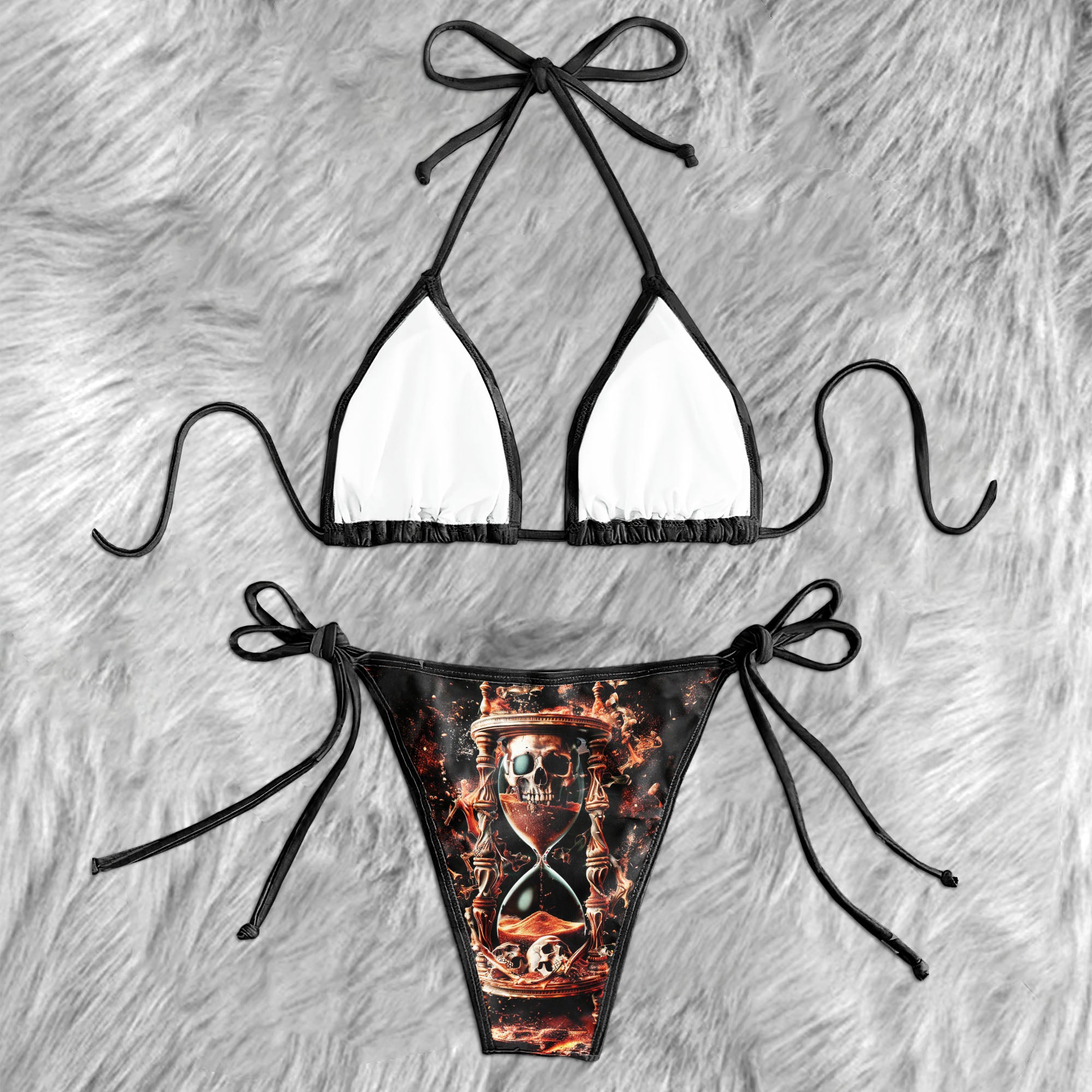 Skull Hourglass Art Micro Triangle Bikini Swimsuit - Wonder Skull