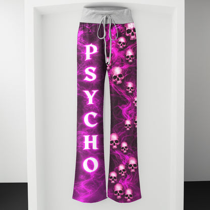 Amethyst Smoke Skull Art Women's High-waisted Wide Leg Pants
