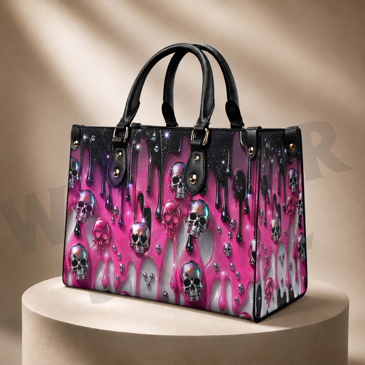 Wonder Skull structured tote bag solves the "I can't find anything in my bag" problem. The roomy interior fits your tablet, phone, wallet, water bottle, umbrella, and cosmetics — without the overstuffed look. Multiple interior pockets keep everything organized, so you're never digging around at checkout. Reinforced rivet corners and quality metal hardware ensure the bag holds up to daily use. Whether you're heading to work, running errands, or catching a flight, this tote keeps you looking put-together.