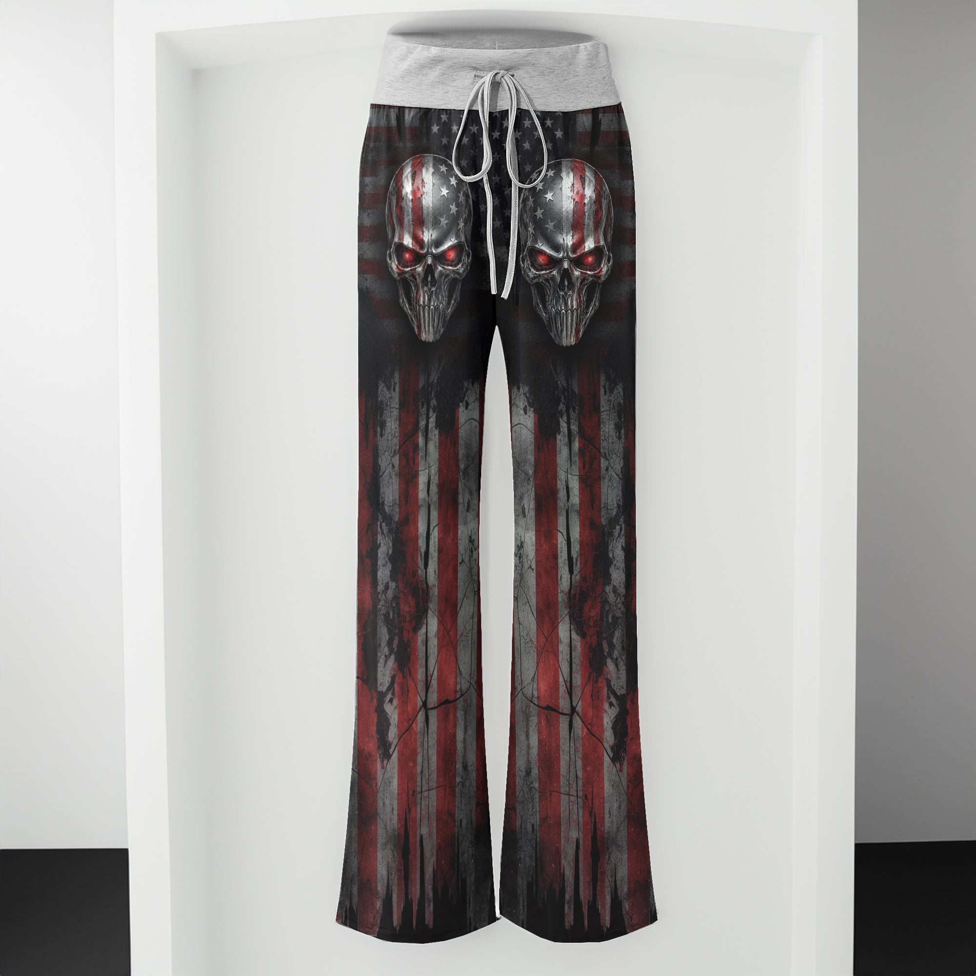 Iron Grit Liberty Skull Women's High-waisted Wide Leg Pants