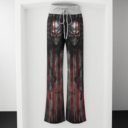 Iron Grit Liberty Skull Women's High-waisted Wide Leg Pants