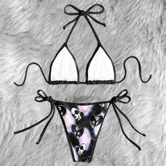 Stitched Hearts Couple Micro Triangle Bikini Swimsuit