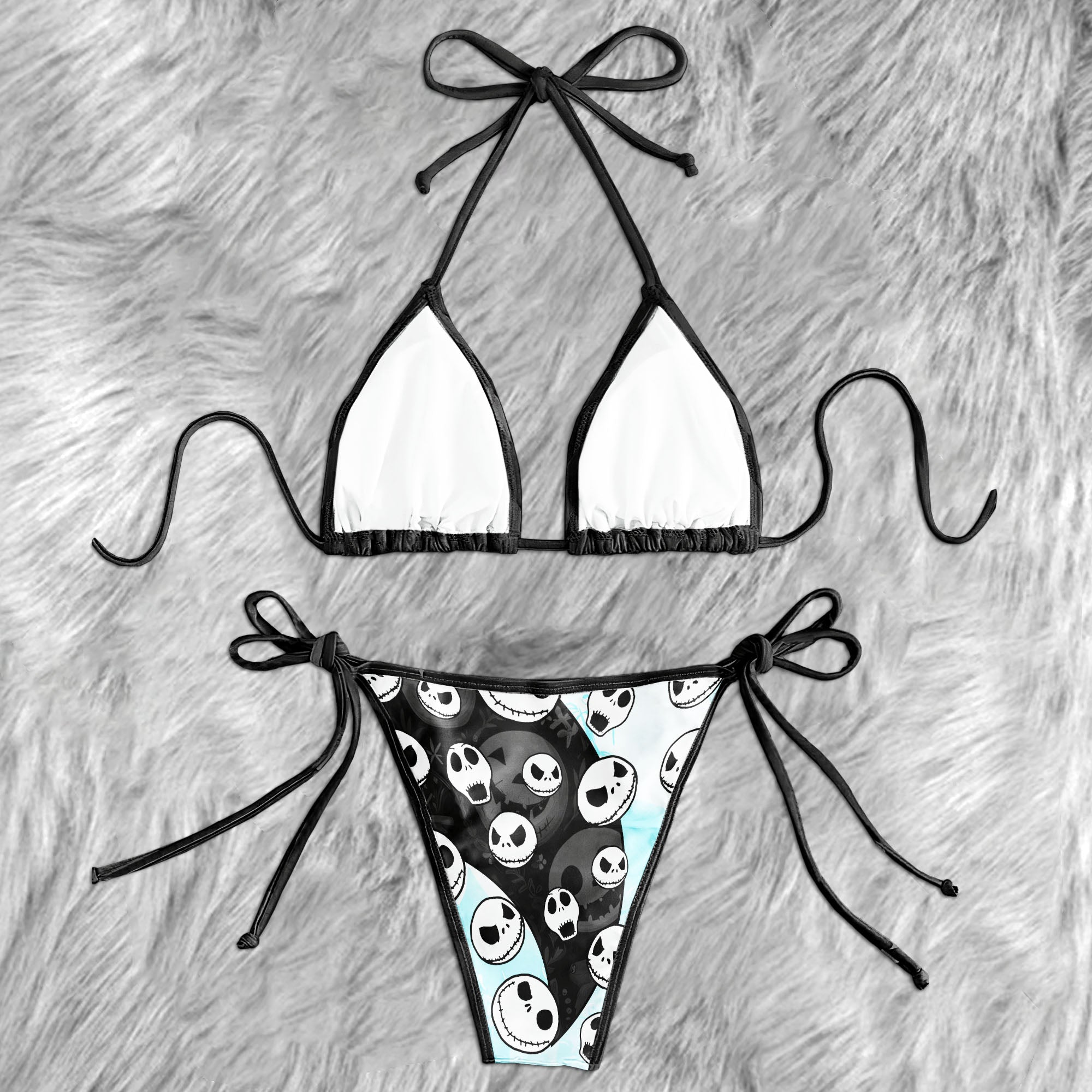 Skull Whirlwind Pattern Micro Triangle Bikini Swimsuit