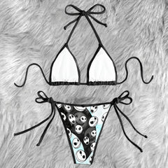 Skull Whirlwind Pattern Micro Triangle Bikini Swimsuit
