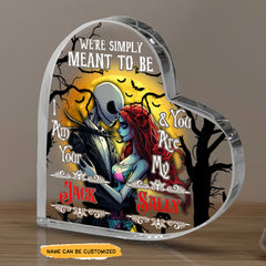 Meant To Be - Customized Skull Couple Crystal Heart Anniversary Gifts