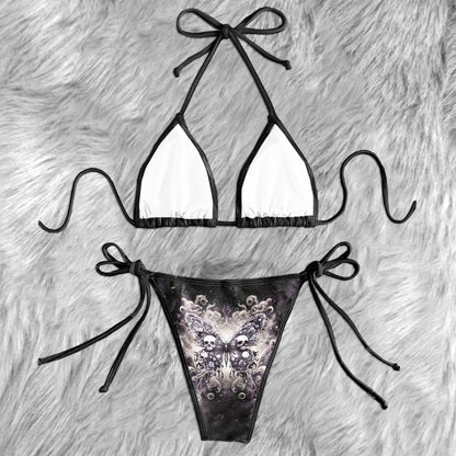 Abstract Skull Butterfly Gothic Micro Triangle Bikini Swimsuit