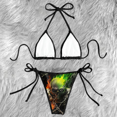 Barbed Wire Skulls Micro Triangle Bikini Swimsuit