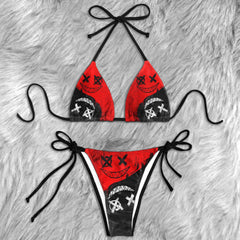 Red Black Emo Skull Micro Triangle Bikini Swimsuit - Wonder Skull