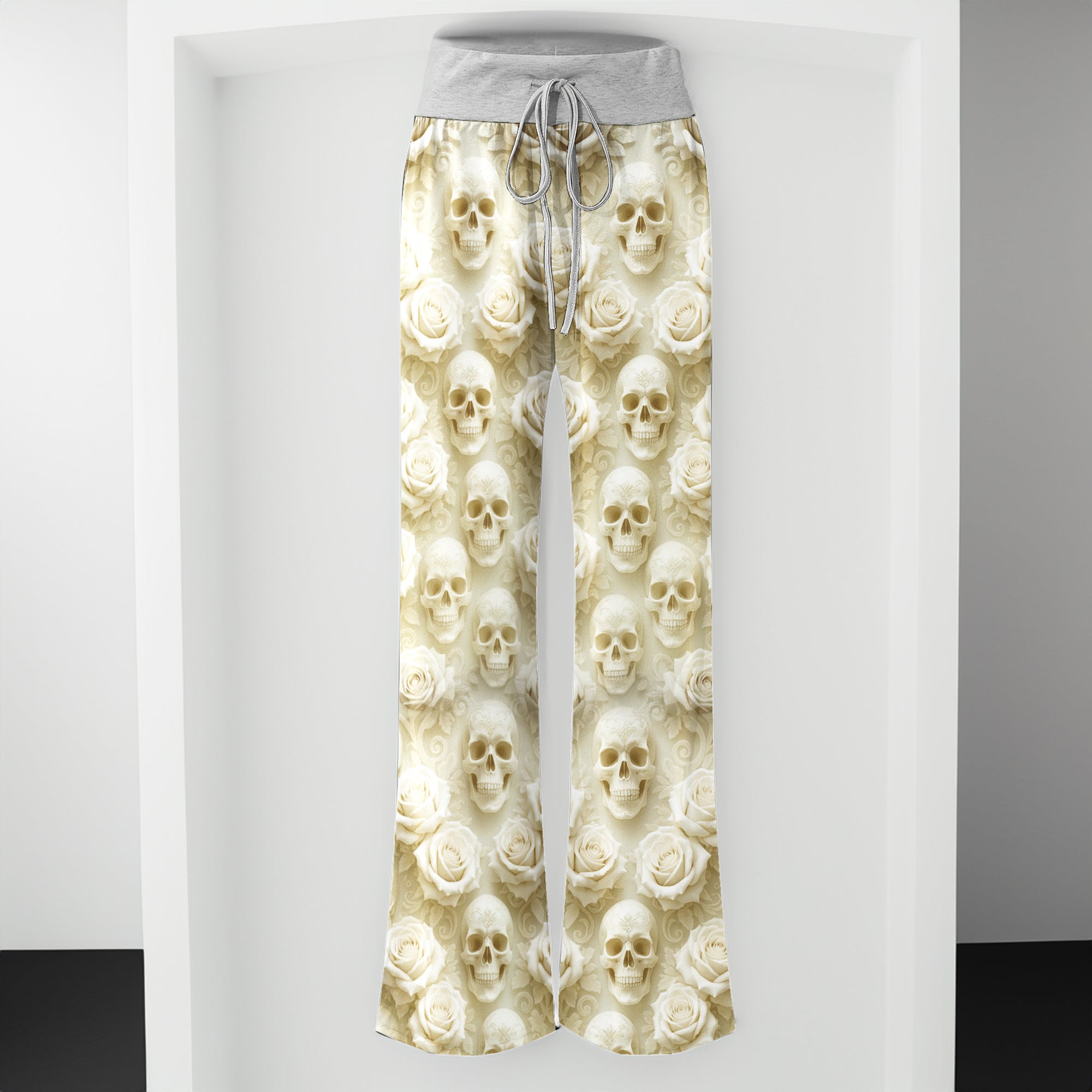 Skull Rose Garden Grace Women's High-waisted Wide Leg Pants