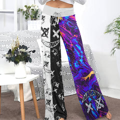 Psycho Art Abstract Women's High-waisted Wide Leg Pants | Wonder Skull