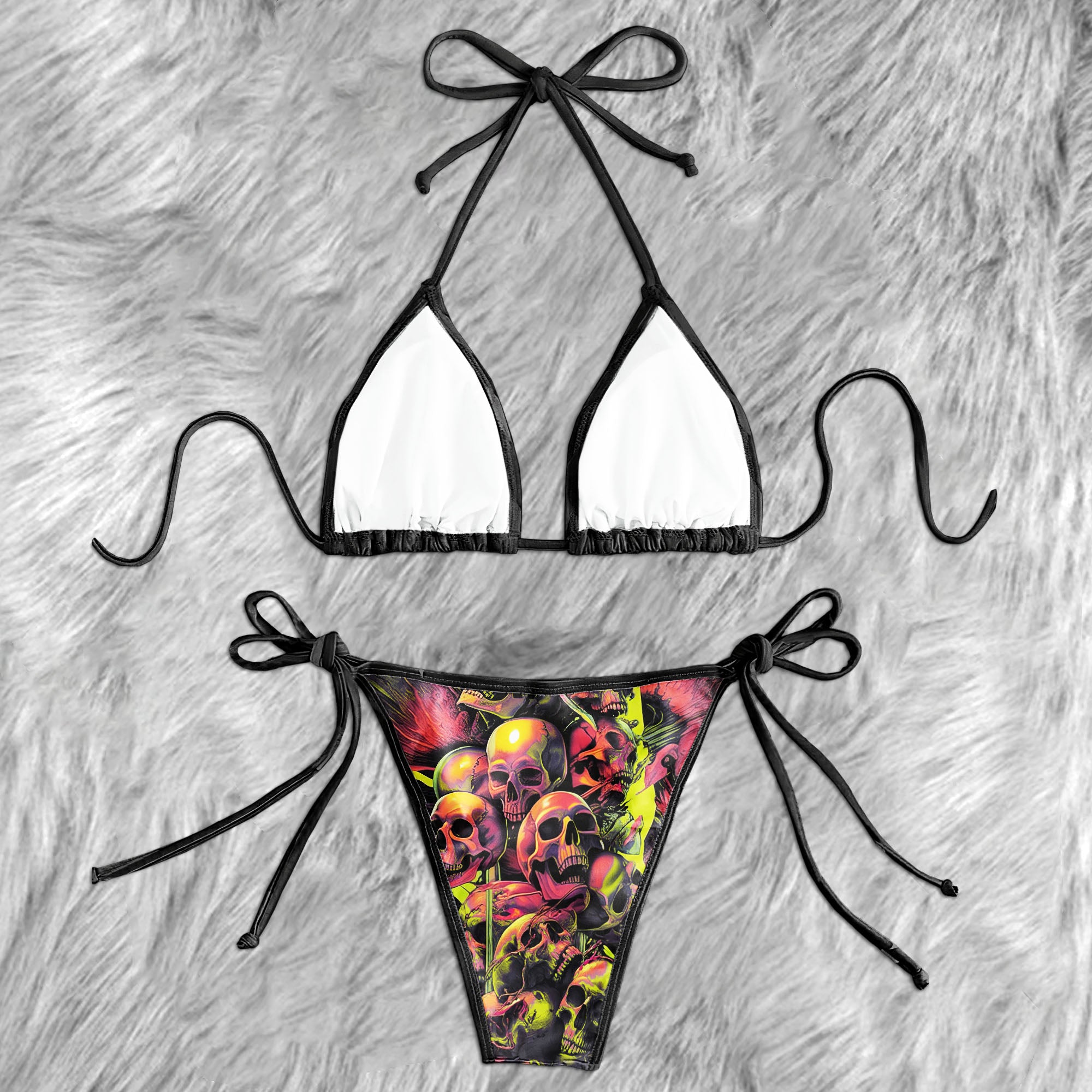 Psychedelic Skulls Stack Micro Triangle Bikini Swimsuit