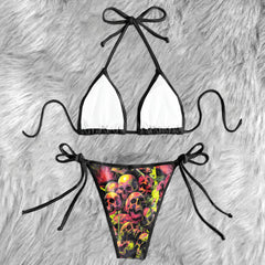 Psychedelic Skulls Stack Micro Triangle Bikini Swimsuit