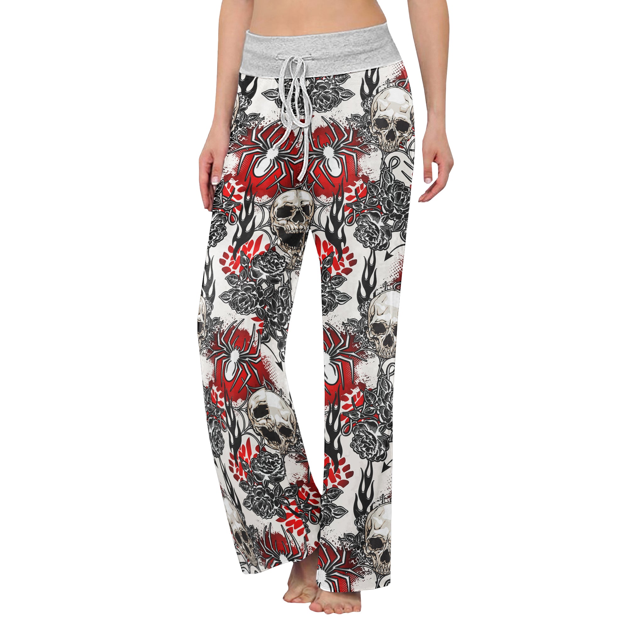 Skull Art Gothic Women's High-waisted Wide Leg Pants | Wonder Skull