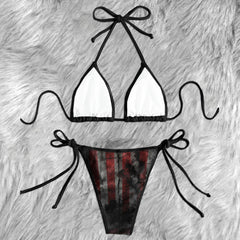 Hardcore Patriotic Skull Art Micro Triangle Bikini Swimsuit