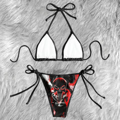 Liquid Shadow Skull Micro Triangle Bikini Swimsuit