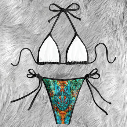 Tropical Flame Abstract Micro Triangle Bikini Swimsuit