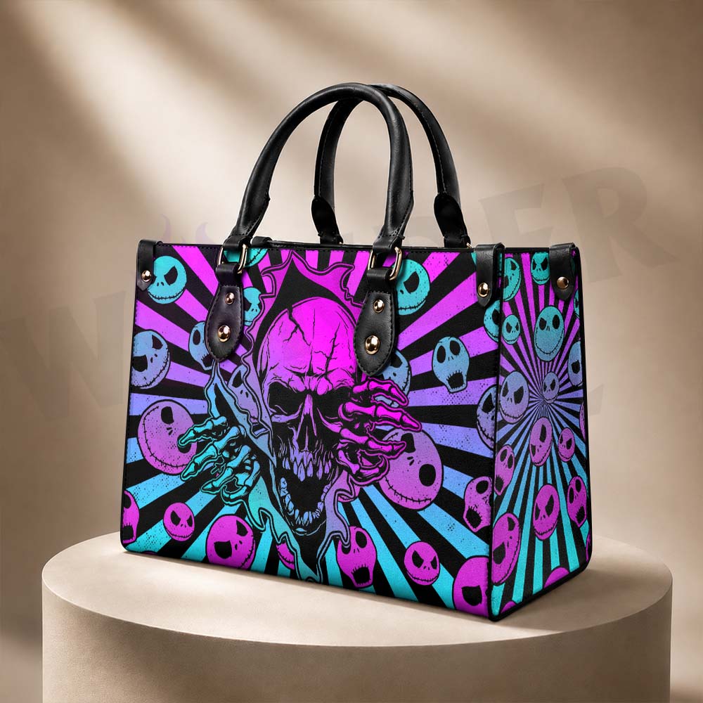 Cyber Skulls Rising Structured Tote Bag Multi-Pocket Handbag