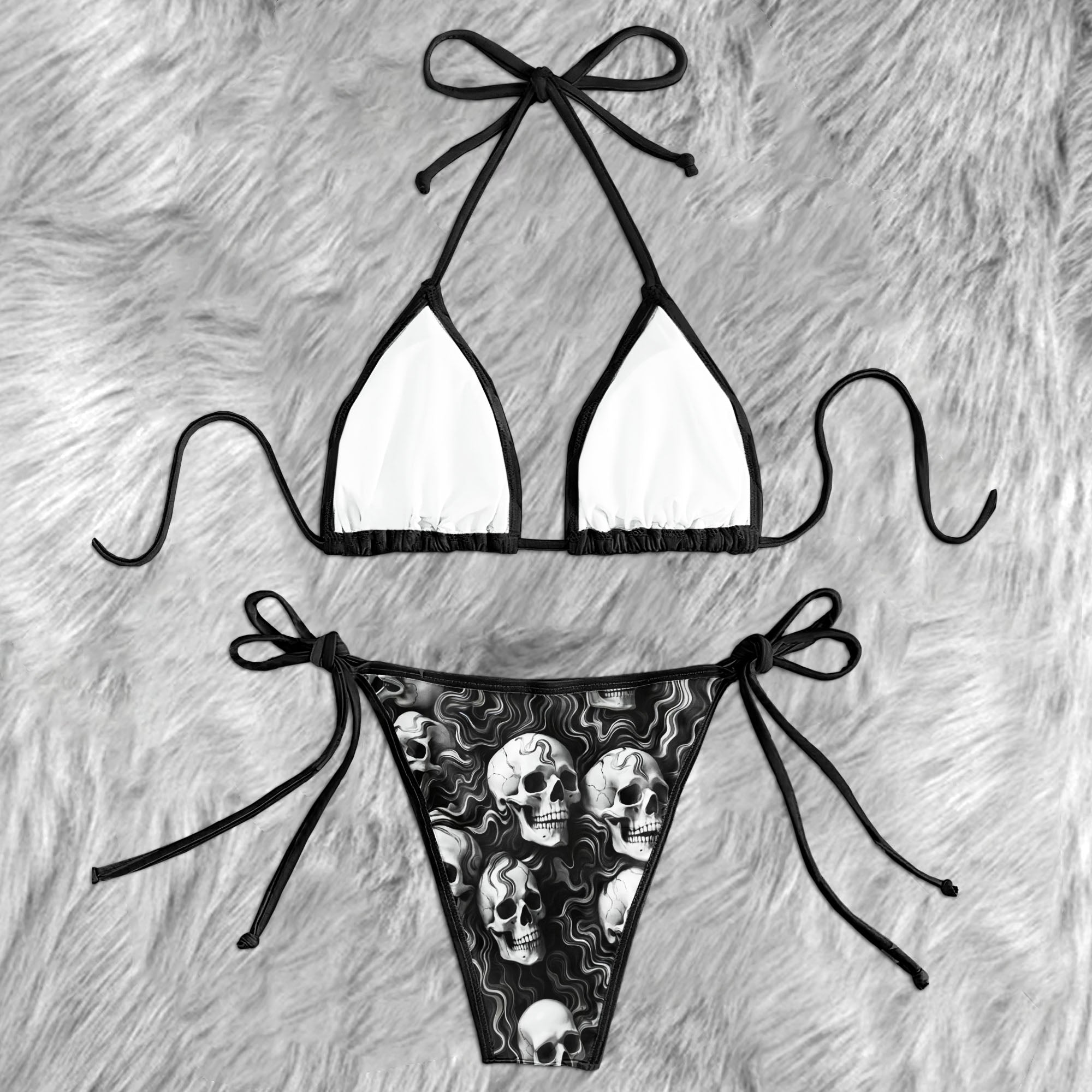 Dark Surrealism Skulls Micro Triangle Bikini Swimsuit
