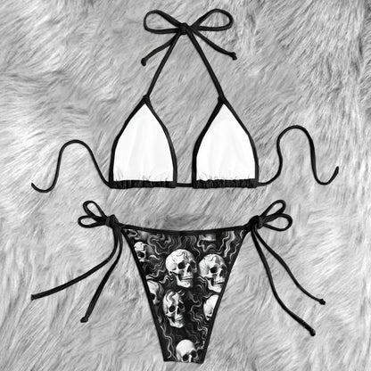 Dark Surrealism Skulls Micro Triangle Bikini Swimsuit