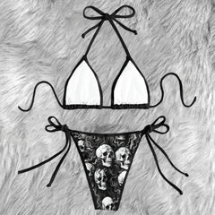 Dark Surrealism Skulls Micro Triangle Bikini Swimsuit