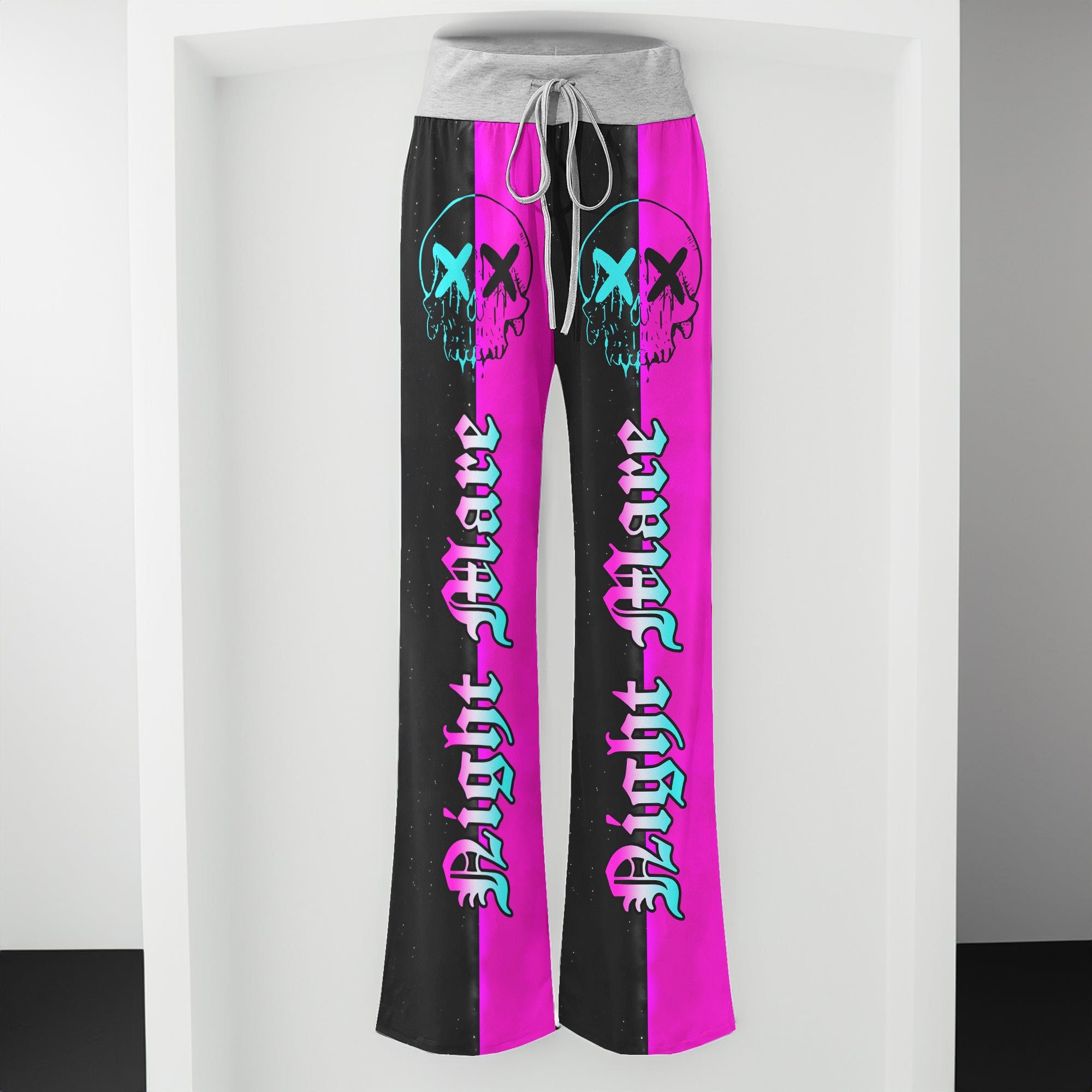 Purple Skull Night Women's High-waisted Wide Leg Pants