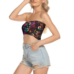 Image featuring a stylish set of women's tube top and high-waisted pants, perfect for summer outings and beachwear. The ensemble exudes a trendy and chic vibe, ideal for resort vacations, beach parties, and poolside lounging. The tube top offers a flattering silhouette, while the high-waisted pants provide comfort and style. This fashionable outfit set is a must-have for anyone looking to make a statement under the sun.