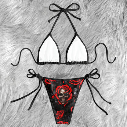 Gothic Rose Dark Skull Micro Triangle Bikini Swimsuit