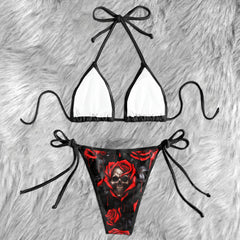 Gothic Rose Dark Skull Micro Triangle Bikini Swimsuit