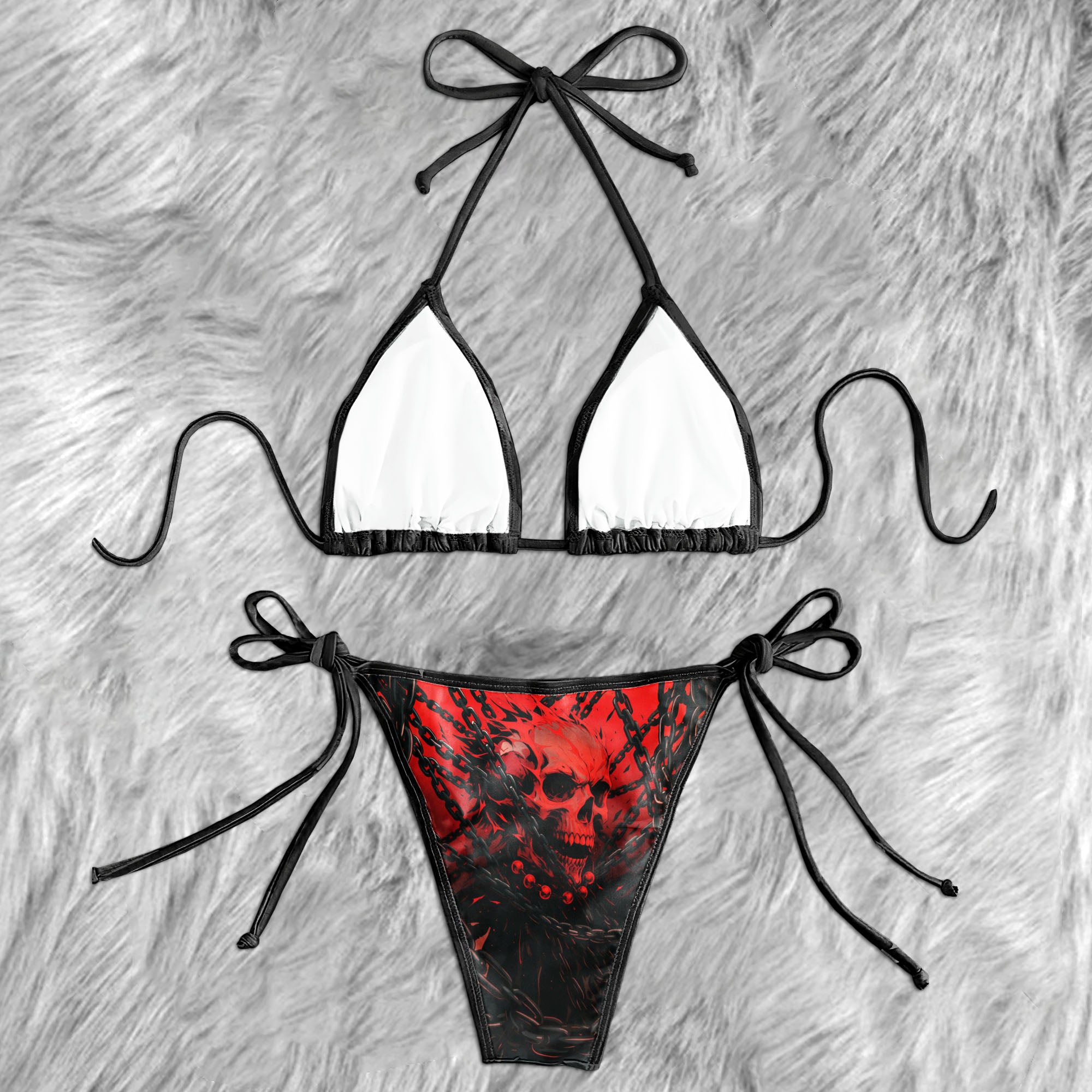 Chained Hell Skull Art Micro Triangle Bikini Swimsuit