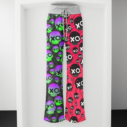 Comic Electric Skull Pattern Women's High-waisted Wide Leg Pants