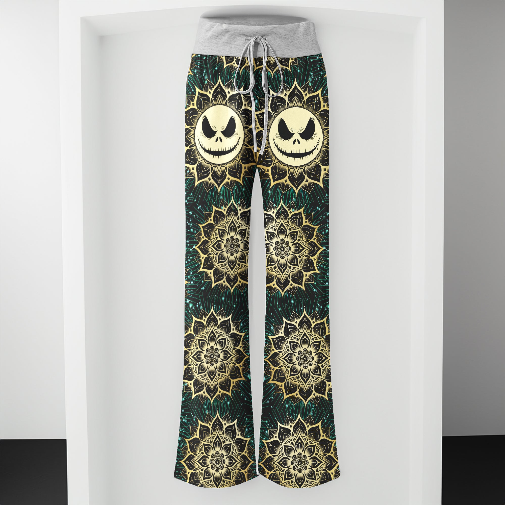 Golden Grin Mandala Women's High-waisted Wide Leg Pants