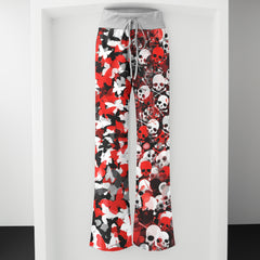 Crimson Chaos Skull Butterfly Women's High-waisted Wide Leg Pants